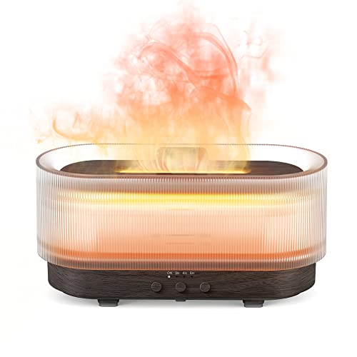 Flammen Aroma Diffuser, Upgrade 6-Farben-Licht Ätherische Öle Diffuser, Flammeneffekt Diffusor Kühler Nebel Luftbefeuchter, Zuhause Büro, Raumduft oder Yoga - Wasserlose Abschaltautomatik 300ml von Sejoy