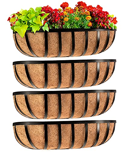 Sekcen Geländer Pflanzgefäß Fensterbox Deck Balkonschiene Pflanzgefäß 24 Zoll für Veranda Zaun Terrasse Outdoor 4 Stück von Sekcen