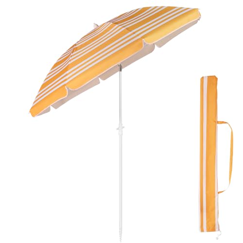 Sekey® 180 cm Sonnenschirm Stabil Strandschirm mit Bodenhülse & Schutzhülle für Balkon Garten & Terrasse| Neigungswinkel und Höhe verstellbar, Rund Sonnenschutz UPF 50+ von Sekey