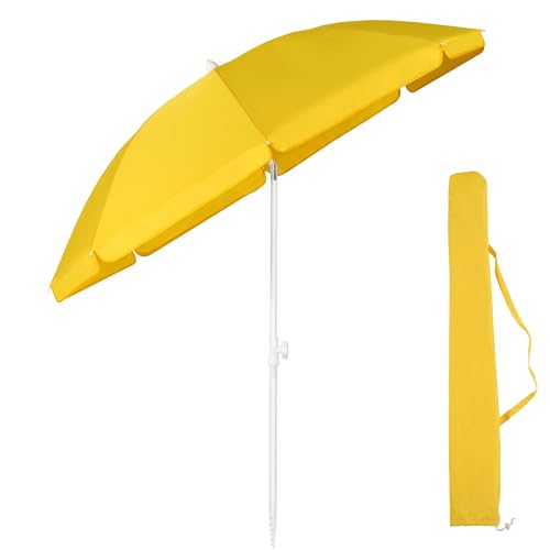 Sekey® 180 cm Sonnenschirm Stabil Strandschirm mit Bodenhülse & Schutzhülle für Balkon Garten & Terrasse| Neigungswinkel und Höhe verstellbar, Rund Sonnenschutz UPF 50+ von Sekey