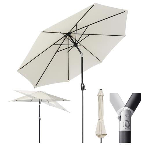 Sekey® 300 cm Sonnenschirm Marktschirm Gartenschirm Terrassenschirm Rund UV50+ Creme von Sekey