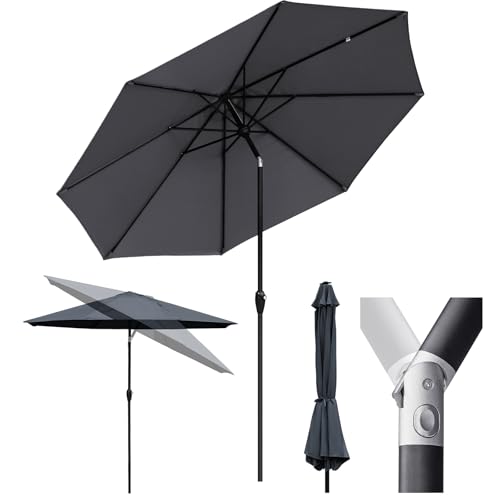 Sekey® Alu-Sonnenschirm 300cm Sonnenschirm Gartensonnenschirm mit UV-Schutz，Windfester Sonnenschirm mit Kurbel für Balkon Garten & Terrasse Sonnenschutz UV 50+ von Sekey