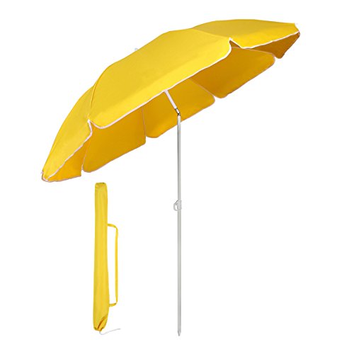 Sekey 160 cm Sonnenschirm Strand mit Schutzhülle für Balkon Garten & Terrasse Neigungswinkel und Höhe verstellbar, Rund von Sekey