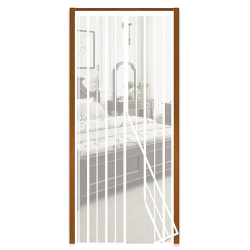 Sekey 110 x 210cm Magnet Fliegengitter Tür Vorhang für Holz, Eisen, Aluminium Türen und Balkon. Einfache Installation, Weiß von Sekey