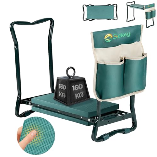 Sekey Höhenverstellbare Kniebank für Gartenarbeit Belastbarkeit 160KG, Gartenhocker Klappbar mit Werkzeugtaschen, Kniehilfe für Gartenarbeiten 60 * 50 * 28 cm, Grün (Standard) Sekey Höhenverstellbare Kniebank für Gartenarbeit Belastbarkeit 160KG, Gartenhocker Klappbar mit Werkzeugtaschen, Kniehilfe für Gartenarbeiten 60 * 50 * 28 cm, Grün (Standard) von Sekey