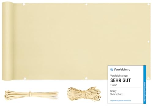 Sekey Balkon Sichtschutz Balkonabdeckung Balkonverkleidung blickdichte Wind- und UV-Schutz, 100% Privatsphäre, mit Ösen, Nylon Kabelbinder und Kordel, 120 x500cm Beige Sekey Balkon Sichtschutz Balkonabdeckung Balkonverkleidung blickdichte Wind- und UV-Schutz, 100% Privatsphäre, mit Ösen, Nylon Kabelbinder und Kordel, 120 x500cm Beige von Sekey