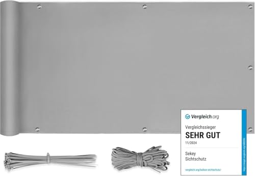 Sekey Balkon Sichtschutz Balkonabdeckung Balkonverkleidung blickdichte Wind- und UV-Schutz, 100% Privatsphäre, mit Ösen, Nylon Kabelbinder und Kordel, Hellgrau 0.9×4m Sekey Balkon Sichtschutz Balkonabdeckung Balkonverkleidung blickdichte Wind- und UV-Schutz, 100% Privatsphäre, mit Ösen, Nylon Kabelbinder und Kordel, Hellgrau 0.9×4m von Sekey