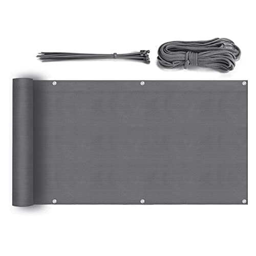 Sekey Balkon Sichtschutz Balkonabdeckung HDPE 220 g/m², 75x500cm, Leicht Transparent Wind- und UV-Schutz Wetterfest, mit Ösen, Nylon Kabelbinder und Kordel, Anthrazit von Sekey