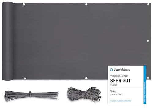 Sekey Balkon Sichtschutz PES Balkonverkleidung Blickdichte Witterungsbeständig Sichtschutz für den Gartenzaun oder Balkon, Schutz vor neugierigen Blicken, 100% Privatsphäre, 90×300cm von Sekey