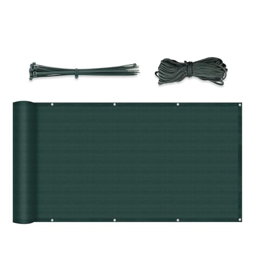 Sekey Balkon Sichtschutz Wetterfest Balkonabdeckung HDPE 220 g/m², 75x300cm, Leicht Transparent Wind- und UV-Schutz, mit Ösen, Nylon Kabelbinder und Kordel, Grün von Sekey