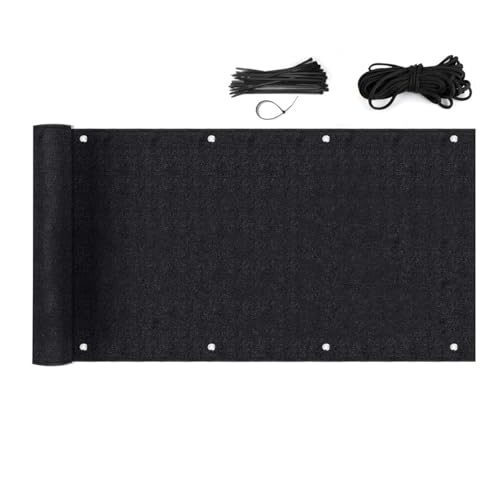 Sekey Balkon Sichtschutz Wetterfest Balkonabdeckung HDPE 220 g/m², 75x300cm, Leicht Transparent Wind- und UV-Schutz, mit Ösen, Nylon Kabelbinder und Kordel, Schwarz von Sekey