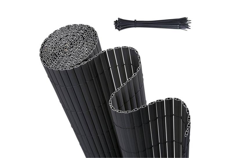 Sekey Balkonsichtschutz PVC Sichtschutzmatte mit verstärkter Konstruktion Sichtschutzzaun Grau Kratzschutz durch erhabenes Muster, Windschutz, Wasserdicht von Sekey