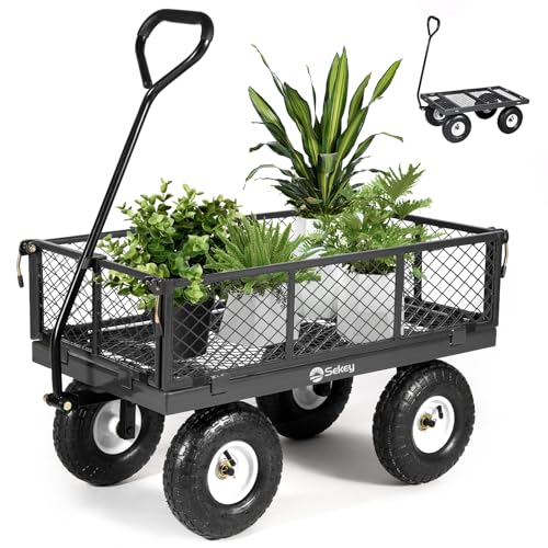 Sekey Bollerwagen Gartenwagen Titan 001 – ECHT 300 KG Tragkraft, 3-in-1 Bollerwagen Plattformwagen mit Gummi Luftreifen, Einfache Montage, Stabil und Rostfrei, 100L von Sekey