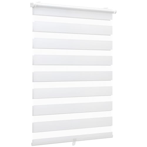 Sekey Doppelrollo Klemmfix ohne Bohren Doppelrollo Duo Rollo Schnurlos Rollo Faltrollo 110x130cm, Weiß von Sekey