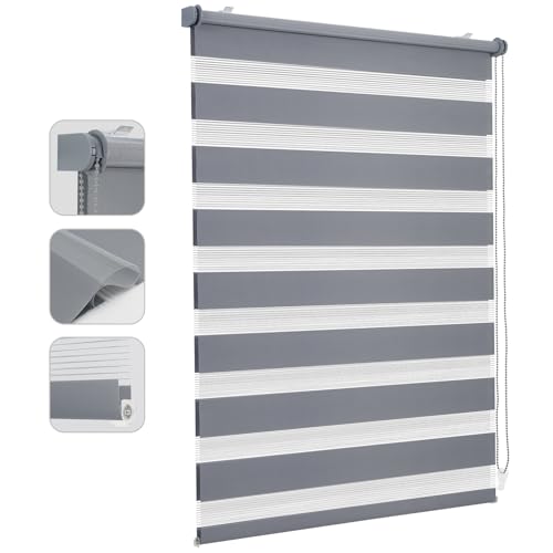 Sekey Doppelrollo Klemmfix ohne Bohren für Fenster, Doppelrollo 90 cm breit, Duo Rollo Jalousie Sonnenschutz, 90x150cm, Grau Sekey Doppelrollo Klemmfix ohne Bohren für Fenster, Doppelrollo 90 cm breit, Duo Rollo Jalousie Sonnenschutz, 90x150cm, Grau von Sekey