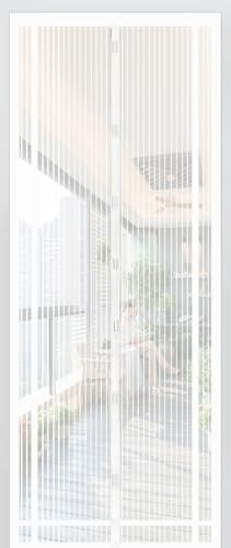 Sekey Fliegengitter Balkontür zuschneidbar – Magnet & selbstklebend, ohne Bohren | Insektenschutzvorhang für Balkon-, Terrassen- und Zimmertüren, 100x220 cm, Weiß von Sekey