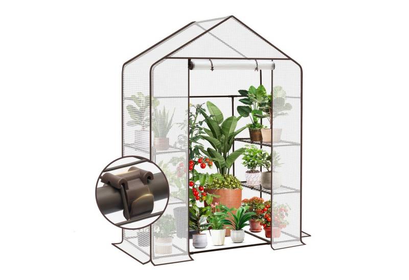 Sekey Gewächshaus 143 x 73 x 195 cm Foliengewächshaus mit Plane und 4 Regalebenen, Anzucht-Gewächshaus für Pflanzen – Schutz vor Regen & Frost von Sekey
