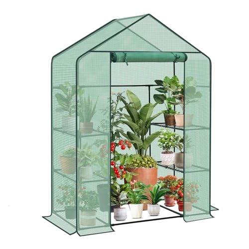 Sekey Gewächshaus 200x145x75 cm, Foliengewächshaus Stabil, Gewächshaus Balkon mit 4 Regalböden für optimales Pflanzenwachstum, Grün, XL von Sekey