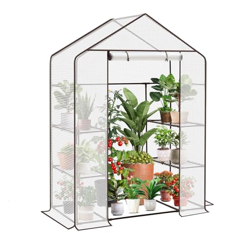 Sekey Gewächshaus 200x145x75 cm, Foliengewächshaus Stabil, Gewächshaus Balkon mit 4 Regalböden für optimales Pflanzenwachstum, Weiß, XL von Sekey