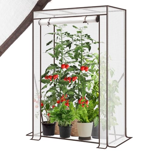Sekey Gewächshaus Klein 150x100x50 cm, Tomatengewächshaus Foliengewächshaus Tomaten Gewächshaus Balkon Indoor Outdoor - Stabil, Winterfest & Einfach zu montieren, Weiß von Sekey