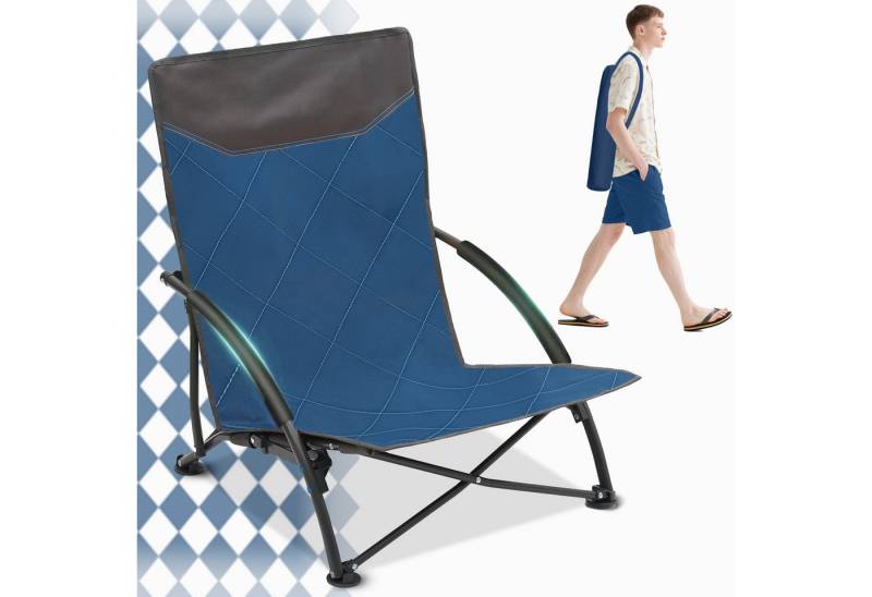 Sekey Klappstuhl Strandliegestuhl Klappbar leicht niedriger Strandstuhl Campingstuhl, mit Niedrigen Stuhlbeinen und bequeme Rückenlehne, bis 200 kg von Sekey