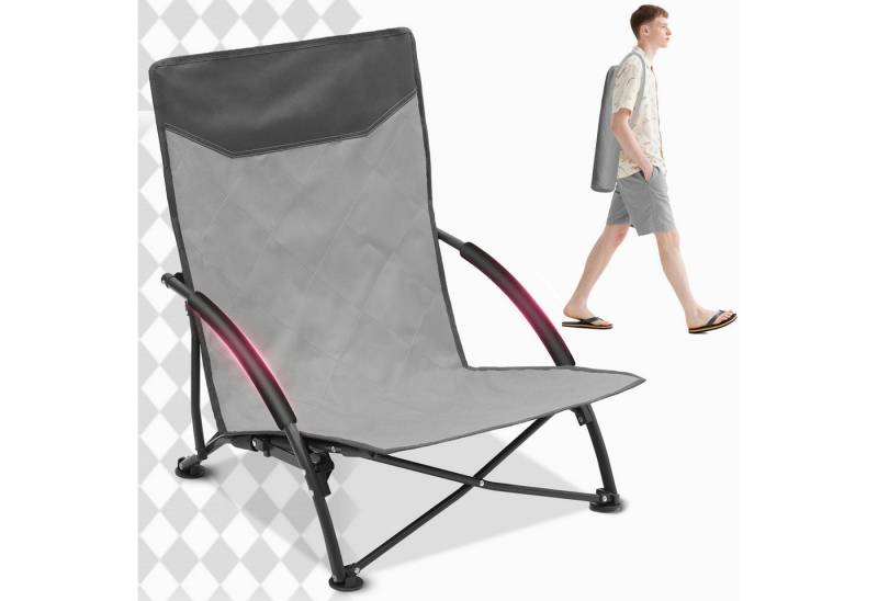Sekey Klappstuhl Strandliegestuhl Klappbar leicht niedriger Strandstuhl Campingstuhl, mit Niedrigen Stuhlbeinen und bequeme Rückenlehne, bis 200 kg von Sekey