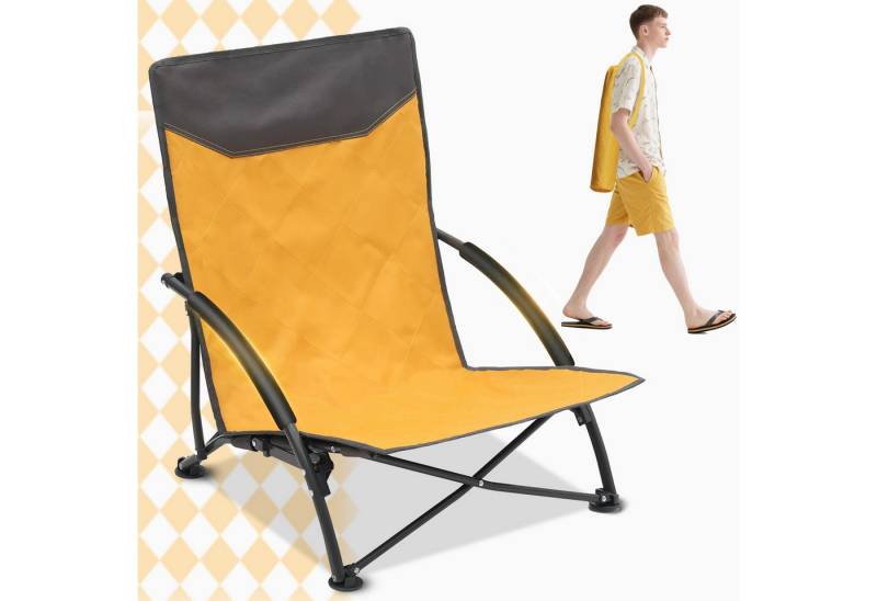 Sekey Klappstuhl Strandliegestuhl Klappbar leicht niedriger Strandstuhl Campingstuhl, mit Niedrigen Stuhlbeinen und bequeme Rückenlehne, bis 200 kg von Sekey