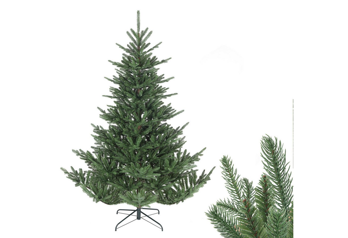 Sekey Künstlicher Weihnachtsbaum Künstlich Tannenbaum Chirstbaum mit naturgetreuen Spritzguss PE, Edeltanne, 180 cm mit 1204 PE-Zweigen und 398 PVC-Zweigen von Sekey