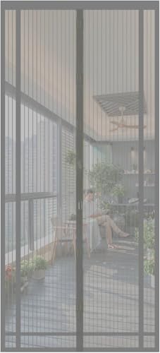 Sekey Fliegengitter Balkontür zuschneidbar – Magnet & selbstklebend, ohne Bohren | Insektenschutzvorhang für Balkon-, Terrassen- und Zimmertüren, 90x210 cm, Grau von Sekey
