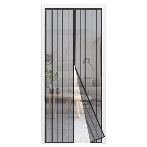 Sekey Magnet Fliegengitter Tür Vorhang für Holz, Eisen, Aluminium Türen und Balkon (115x235 cm, Schwarz) von Sekey