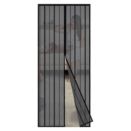 Sekey Magnet Fliegengitter Tür Vorhang für Holz, Eisen, Aluminium Türen und Balkon (145x240 cm, Schwarz) von Sekey
