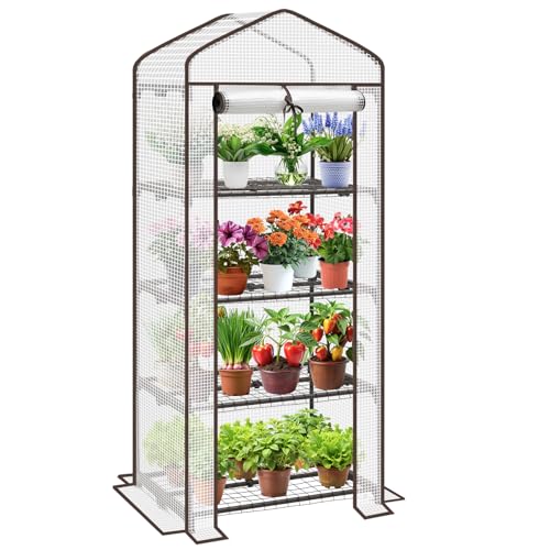 Sekey Mini Tomatengewächshaus mit 4 Regalböden, Folie Gewächshaus Klein Tomatenhaus Balkon Garten, Kleines Foliengewächshaus Stabil 160*70*50 cm, Weiß Sekey Mini Tomatengewächshaus mit 4 Regalböden, Folie Gewächshaus Klein Tomatenhaus Balkon Garten, Kleines Foliengewächshaus Stabil 160*70*50 cm, Weiß von Sekey