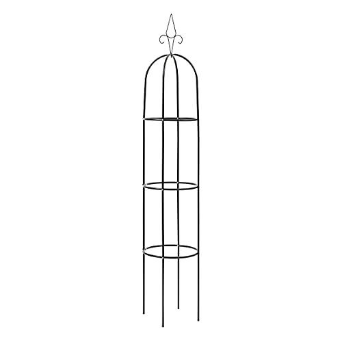 Sekey Obelisk Rankhilfe Metall, Gartenturm Outdoor Indoor Topfpflanzenständer, Gartenobelisk für Kletterpflanzen und Rosen 195 cm, Schwarz von Sekey