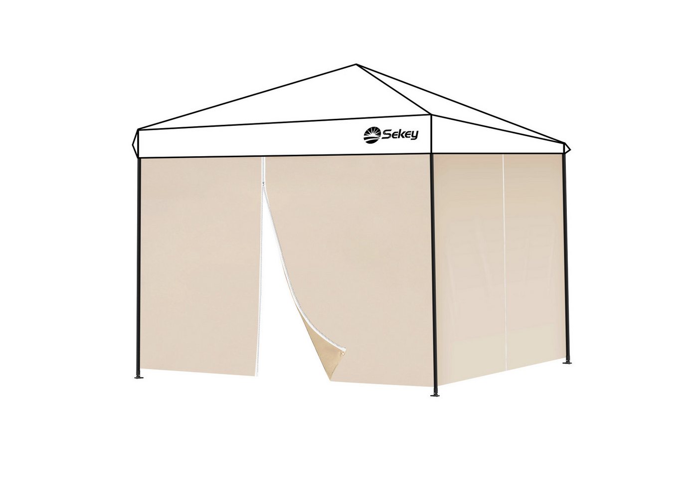 Sekey Pavillonseitenteil 2x Seitenwand Pavillon 3m 6m 9m Pavillonseitenteil mit Reißverschluss, für 3 x 3 m Pavillon, 3 x 6 m Gartenpavillon, 3 x 9 m Partyzelt von Sekey