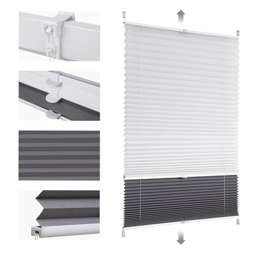 Sekey Plissee Doppelplissee Day+Night Verdunkelung ohne Bohren verspannt Lichtschutz Klemmfix Lichtdurchlässig Ausbrenner-Muster 90x200cm Druck & Grau Sekey Plissee Doppelplissee Day+Night Verdunkelung ohne Bohren verspannt Lichtschutz Klemmfix Lichtdurchlässig Ausbrenner-Muster 90x200cm Druck & Grau von Sekey