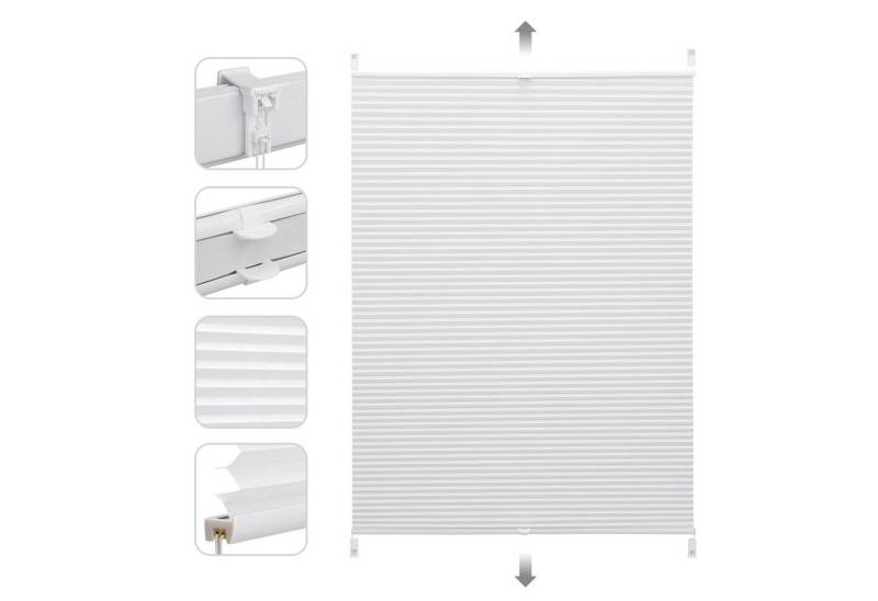 Sekey Plissee Sonnenschutzrollo ohne Bohren Verspannt Blickdicht Lichtschutz, blickdicht, Klemmfix, Innovatives Halb-Waben-Design Plissee für Fenster / Tür von Sekey