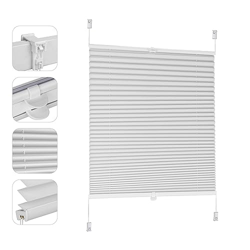 Sekey Plissee ohne Bohren Verdunkelung, Fenster Plissee Klemmfix Jalousie 135 cm breit, Verspannt Blickdicht Sonnenschutz Fensterollo, 135x150cm, Weiß Sekey Plissee ohne Bohren Verdunkelung, Fenster Plissee Klemmfix Jalousie 135 cm breit, Verspannt Blickdicht Sonnenschutz Fensterollo, 135x150cm, Weiß von Sekey