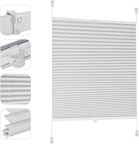 Sekey Plissee ohne Bohren Verdunkelung, Fenster Plissee Klemmfix Jalousie 75 cm breit, Verspannt Blickdicht Sonnenschutz Fensterollo, 75x150cm, Weiß Sekey Plissee ohne Bohren Verdunkelung, Fenster Plissee Klemmfix Jalousie 75 cm breit, Verspannt Blickdicht Sonnenschutz Fensterollo, 75x150cm, Weiß von Sekey