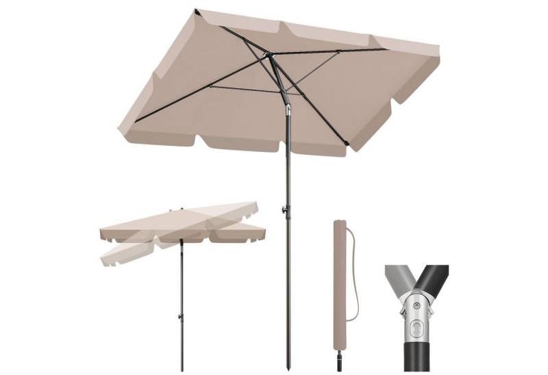Sekey Rechteckschirm 200cm x 125cm Sonnenschirm Rechteckig Balkonschirm Neigbar, LxB: 200x125,00 cm, UV50+ Sonnenschutz, für Terrasse von Sekey