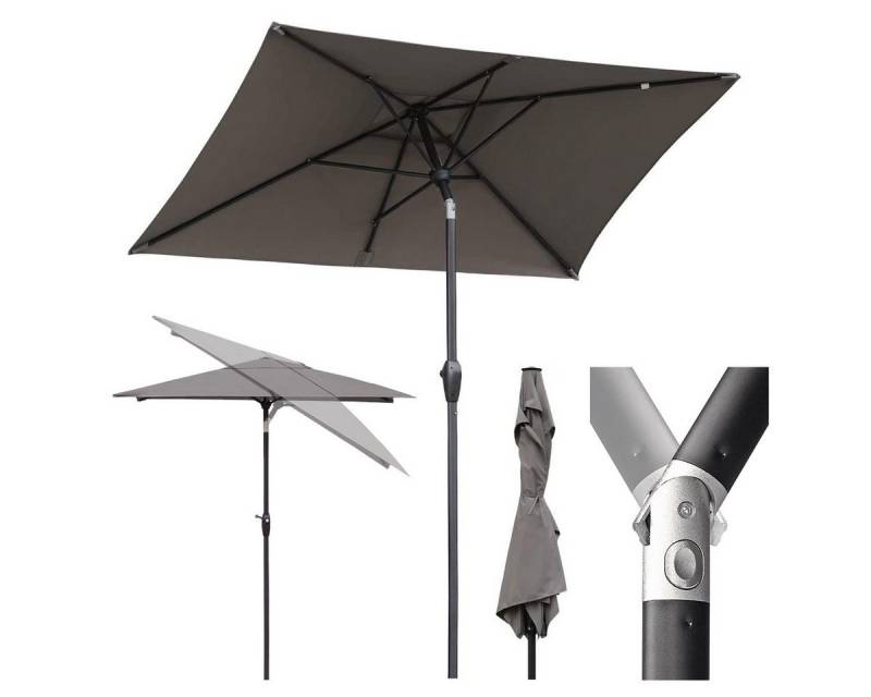 Sekey Rechteckschirm 300 x 200 cm Sonnenschirm Aluminium Marktschirm Rechteckig, mit Kurbel, Sonnenschutz UV50+, Gartenschirm Knickbar von Sekey