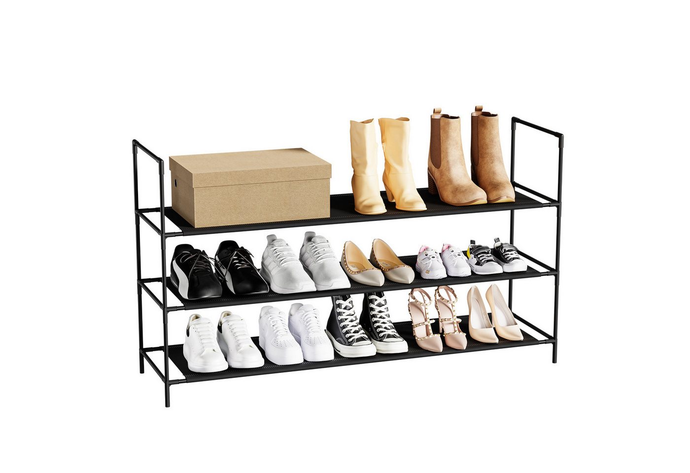 Sekey Schuhregal Schuhständer Metall XXL Ständer Regale Extra Breit 98,5 cm, 3 Ebenen, 12-20 Paar Schuhe, stapelbar & platzsparend, Vlies Sekey Schuhregal Schuhständer Metall XXL Ständer Regale Extra Breit 98,5 cm, 3 Ebenen, 12-20 Paar Schuhe, stapelbar & platzsparend, Vlies von Sekey