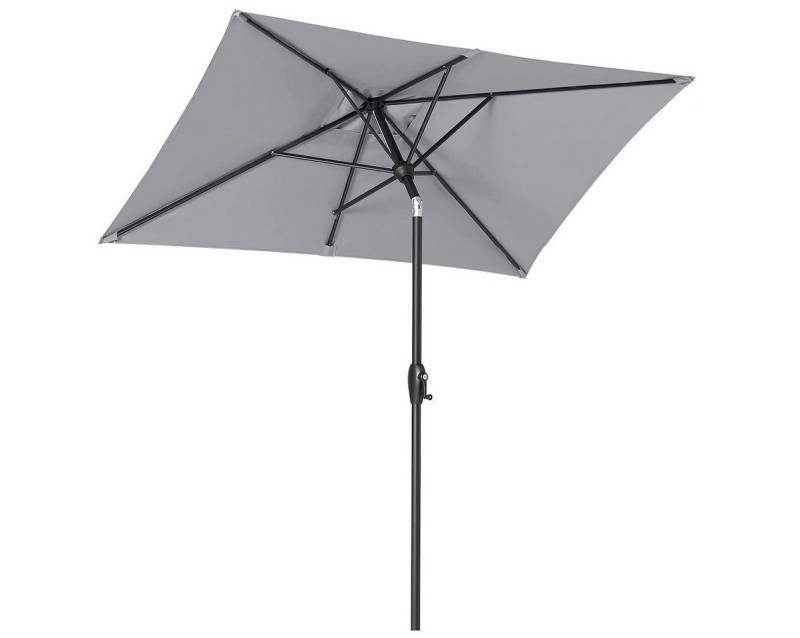 Sekey Sonnenschirm 210 x 140 cm Aluminum Sonnenschirm Rechteckig Marktschirm mit Kurbel, LxB: 210,00x140,00 cm, mit/ohne LED-Lichtern, Sonnenschutz UV50+, Gartenschirm Knickbar von Sekey