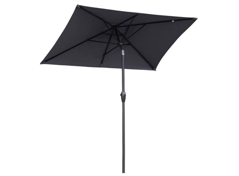 Sekey Sonnenschirm 210 x 140 cm Aluminum Sonnenschirm Rechteckig Marktschirm mit Kurbel, LxB: 210,00x140,00 cm, mit/ohne LED-Lichtern, Sonnenschutz UV50+, Gartenschirm Knickbar von Sekey