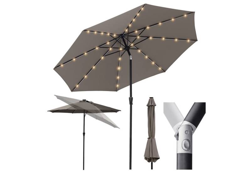 Sekey Sonnenschirm 330cm Alu Gartenschirm 8-eckiger Marktschirm mit Kurbel, LxB: 330x330 cm, Windfester Sonnenschirml für Balkon Garten, Sonnenschutz UV 50+ von Sekey