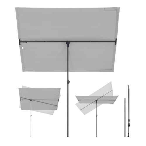 Sekey Sonnenschirm Rechteckig, 130x180 cm Sonnenschirm Balkon mit UPF50+ Sonnenschutz, ideal für Sonnenschutz und Privatsphäre auf Balkon und Terrasse Hellgrau von Sekey