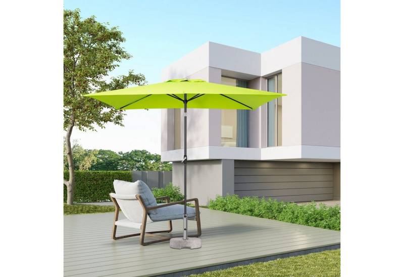 Sekey Sonnenschirm Rechteckig Gartenschirm groß Marktschirm 3 meter mit Kurbel, UPF 50+, mit/ohne LED-Lichtern, beidseitig um 30° knickbar, für Garten von Sekey