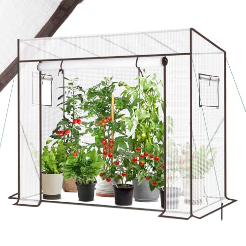 Sekey Gewächshaus Tomatengewächshaus 200x170x77 cm, Begehbarers Tomaten Gewächshaus Foliengewächshaus Balkon Outdoor - Stabil, Winterfest, UV-Beständig, Weiß (Weiß) von Sekey