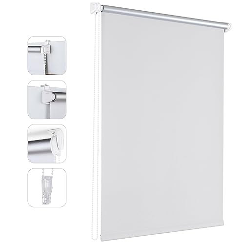 Sekey Rollo Verdunkelung ohne Bohren, Verdunkelungsrollo Dachfenster 40 cm breit, Seitenzugrollo Thermo Plissee Rollo für Fenster Klemmfix, 40x130cm, Weiß von Sekey