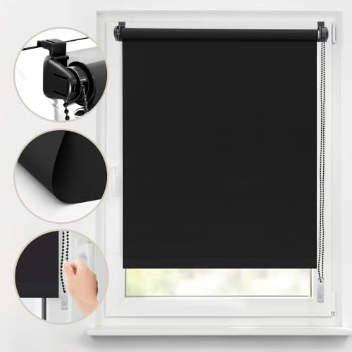 Sekey Verdunklungsrollo ohne Bohren Klemmfix 80 cm breit, Seitenzugrollo Hitzeschutz Sichtschutz und Sonnenschutz Wandmontage Deckenmontage Klemmrollo für Fenster & Tür, 80 x 220cm, Schwarz Sekey Verdunklungsrollo ohne Bohren Klemmfix 80 cm breit, Seitenzugrollo Hitzeschutz Sichtschutz und Sonnenschutz Wandmontage Deckenmontage Klemmrollo für Fenster & Tür, 80 x 220cm, Schwarz von Sekey