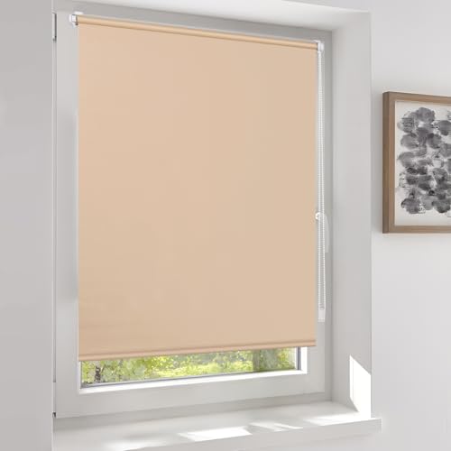 Sekey Verdunklungsrollo ohne Bohren Klemmfix Doppelseitig gleichfarbig Freihängendes Seitenzugrollo effektiver Sonnenschutz und Sichtschutz Rollo Verdunkelung 80x210cm Braun von Sekey